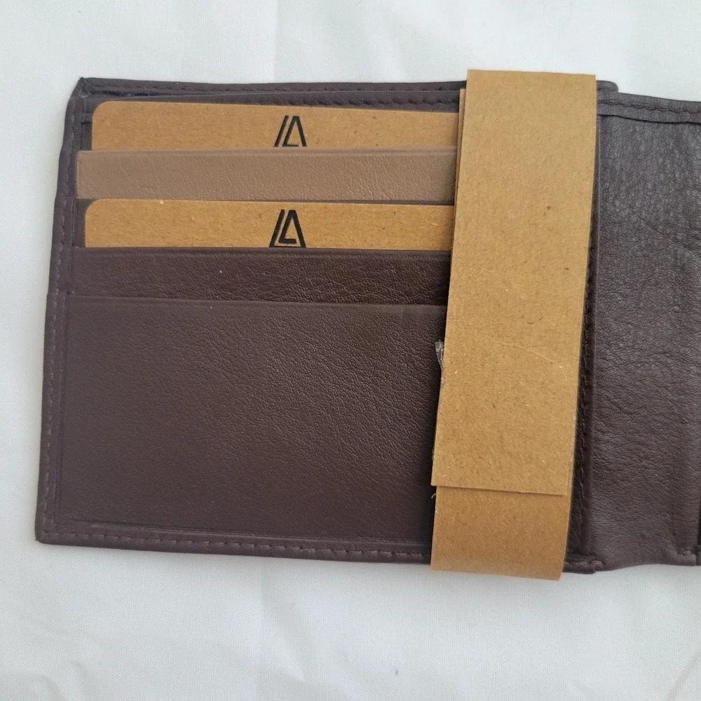 Leather Architect RFID Genuine Leather Bifold Wallet Brown Zip Coin Pocket